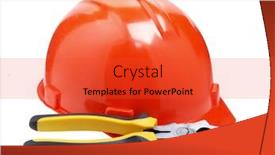  Presentation with photograph - Presentation design featuring color-photograph-of-construction-helmet background and a red colored foreground
