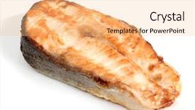  Presentation with photograph - Beautiful slide set featuring color photograph of fish meal on a plate backdrop and a lemonade colored foreground