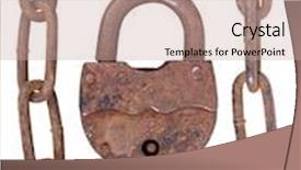  Presentation with padlock - Theme consisting of color photograph of iron chain and padlock background and a coral colored foreground