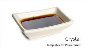  Presentation with soy sauce - Colorful PPT theme enhanced with color photograph of japanese sauce backdrop and a white colored foreground