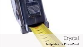  Presentation with photograph - Colorful presentation theme enhanced with color photograph of measuring ruler on a white background backdrop and a white colored foreground