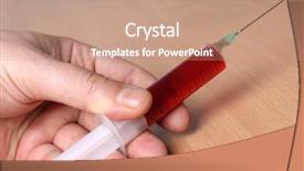  Presentation with blood products in medical - Slides having color photograph of medical syringes background and a coral colored foreground