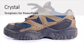  Presentation with sports shoes - Cool new slides with color photograph of old dirty sports shoes backdrop and a white colored foreground