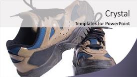  Presentation with sports shoes - Audience pleasing slides consisting of color photograph of old dirty sports shoes backdrop and a white colored foreground