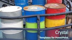  Presentation with drums - Audience pleasing presentation consisting of color photograph of steel drums backdrop and a ocean colored foreground