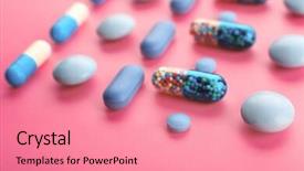  Presentation with color pink - Presentation enhanced with color pills on pink background background and a  colored foreground