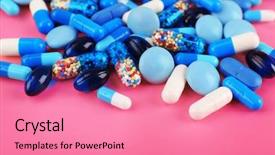  Presentation with color pink - Amazing slide deck having color pills on pink background backdrop and a coral colored foreground