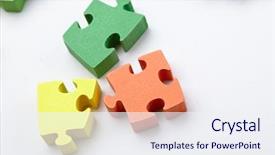  Presentation with puzzle - PPT layouts with color puzzle on the white background and a sky blue colored foreground