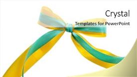  Presentation with cutting ribbon - Cool new theme with color ribbon bow isolated backdrop and a  colored foreground