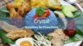  Presentation with rice - Audience pleasing PPT theme consisting of color rice salad traditional malaysian backdrop and a ocean colored foreground