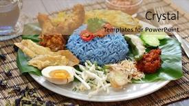  Presentation with rice - PPT theme having color rice salad traditional malaysian background and a coral colored foreground
