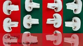  Presentation with mushrooms - Slides featuring color-rows-of-fresh-mushrooms background and a crimson colored foreground