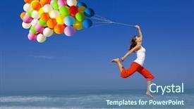  Presentation with balloons - Slides consisting of color run - beautiful and athletic girl background and a ocean colored foreground