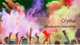  Presentation with holi - Beautiful slide deck featuring color run - close-up of holi powder backdrop and a lemonade colored foreground