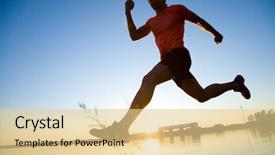  Presentation with sunset beach - PPT theme featuring color run - man running on the beach background and a blonde colored foreground