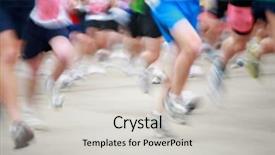  Presentation with marathon - Slide set enhanced with color run - marathon motion blur background and a light gray colored foreground