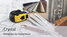  Presentation with architectural drawings - Presentation theme having color samples of architectural materials background and a light gray colored foreground