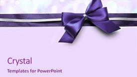  Presentation with satin - Audience pleasing slides consisting of color satin ribbon bow on purple background backdrop and a sky blue colored foreground