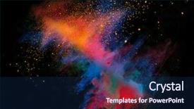  Presentation with black powder explosion the particles - Audience pleasing PPT theme consisting of color smoke - launched colorful powder on black backdrop and a navy blue colored foreground