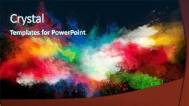  Presentation with color powder - Colorful slide set enhanced with color smoke - launched colorful powder on black backdrop and a ocean colored foreground