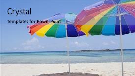  Presentation with caribbean lyrics - Presentation theme with color umbrella - caribbean beach background background and a light blue colored foreground