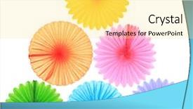  Presentation with paper quilling colorful paper flowers - Presentation theme consisting of color umbrella - colorful paper fans studio isolated background and a  colored foreground