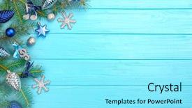  Presentation with fir tree - PPT theme featuring x mas - beautiful composition with fir tree background and a arctic colored foreground