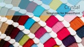  Presentation with yarn - Amazing PPT theme having color-yarn-thread-sample-swatches backdrop and a light blue colored foreground
