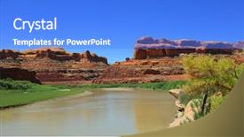  Presentation with arizona horseshoe bend colorado river - Audience pleasing presentation design consisting of colorado river landscape in utah backdrop and a cobalt blue colored foreground