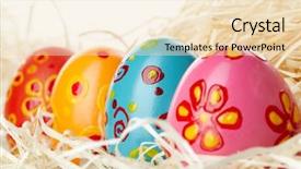  Presentation with christian easter - PPT theme featuring colored and decorated easter background and a lemonade colored foreground