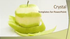  Presentation with apple - Audience pleasing PPT theme consisting of colored backgrouds - apple and peel on white backdrop and a  colored foreground