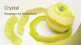  Presentation with apple - Slides featuring colored backgrouds - apple and peel on white background and a soft green colored foreground