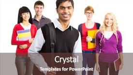  Presentation with students - Presentation with colored backgrouds - group of happy students background and a  colored foreground