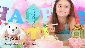  Presentation with celebrate - Slide set with colored backgrouds - little beautiful girl celebrate her background and a  colored foreground