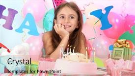  Presentation with celebrate - Slide deck featuring colored backgrouds - little beautiful girl celebrate her background and a coral colored foreground