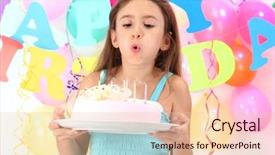  Presentation with celebrate - Presentation theme with colored backgrouds - little beautiful girl celebrate her background and a lemonade colored foreground