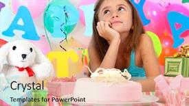  Presentation with 18 birthday - Presentation theme with colored backgrouds - little beautiful girl celebrate her background and a  colored foreground