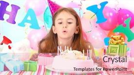  Presentation with romantic birthday couple celebrate - Colorful presentation theme enhanced with colored backgrouds - little beautiful girl celebrate her backdrop and a lemonade colored foreground