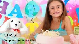  Presentation with celebrate - Slide set consisting of colored backgrouds - little beautiful girl celebrate her background and a  colored foreground