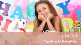  Presentation with celebrate - PPT theme enhanced with colored backgrouds - little beautiful girl celebrate her background and a coral colored foreground