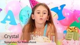  Presentation with celebrate - Presentation theme enhanced with colored backgrouds - little beautiful girl celebrate her background and a coral colored foreground