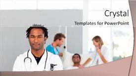 Presentation with children doctor african - PPT layouts featuring colored backgrouds - serious african doctor looking background and a  colored foreground