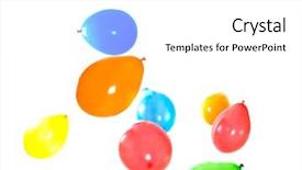  Presentation with balloons - Slide set having colored balloons isolated on white background and a white colored foreground