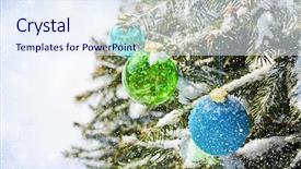  Presentation with christmas tree - Presentation theme with colored balls on the christmas background and a sky blue colored foreground