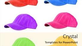  Presentation with baseball - Audience pleasing PPT theme consisting of colored baseball caps isolated backdrop and a blonde colored foreground