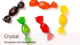  Presentation with candy - Cool new slides with colored candy wrapped in foil backdrop and a lemonade colored foreground