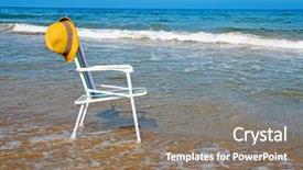  Presentation with straw - Amazing PPT theme having colored-deckchair-and-a-straw backdrop and a gray colored foreground