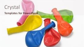  Presentation with balloons - Theme with colored-deflated-balloons-group-isolated background and a sky blue colored foreground