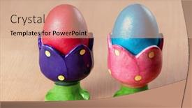  Presentation with eggs egg carton egg box - PPT theme featuring colored-easter-eggs-in-egg background and a coral colored foreground