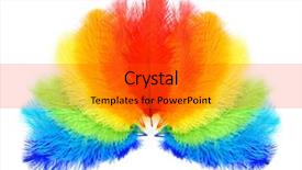  Presentation with carnival - Slide deck consisting of colored feathers on white background background and a dark gray colored foreground